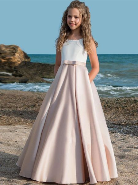 

girl's dresses flower girl with sash lace appliques custom made ball gown first communion for girls elegant, Red;yellow