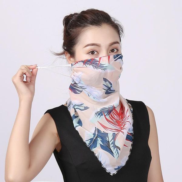 

scarves chiffon face mask women sun protection neck cover solid print foulard femme riding mouth scarf ring bandana, Blue;gray