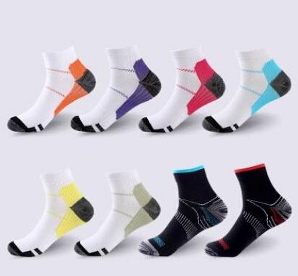 Nefes Sıkıştırma Ayak Bileği Çorap Anti-Yorgunluk Plantar Fasiit Topuk Spurs Ağrı Kısa Çorap Erkekler Kadınlar için Koşu Çorap 8 Çiftler / grup