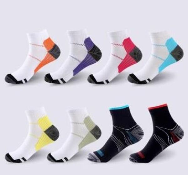 

breathable compression ankle socks anti-fatigue plantar fasciitis heel spurs pain short socks running socks for men women 8 pairs / lot, Black