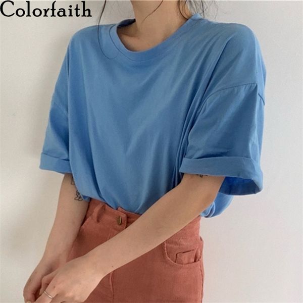 

women summer t-shirt split bottoming basic korean wild minimalist style oversize lady white t6053 210427