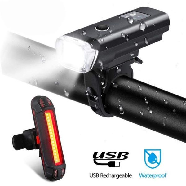 

bicycle front headlight bike light 1200mah battery usb rechargeable lamp 350 lumens led sensor accessory lights