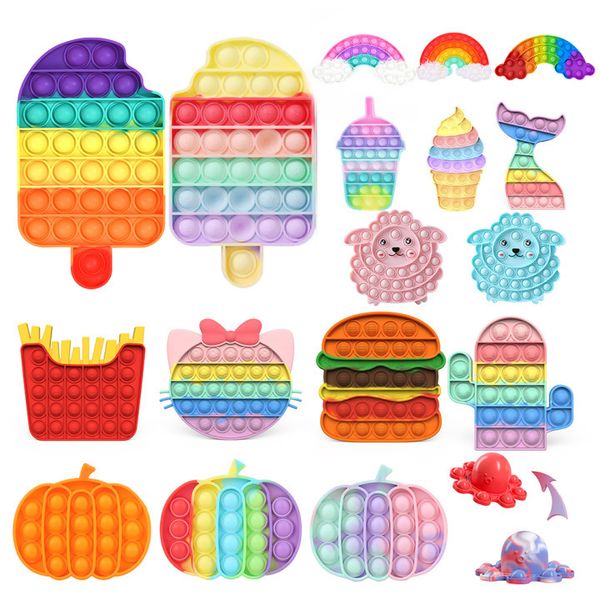 

rainbow ice cream fidget push bubble sensory autism special needs stress reliever fidget toy bubbel educational toy