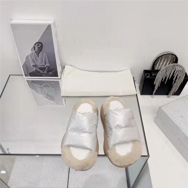 

autumn and winter slippers leisure waterproof down cloth women fur slipperss warm soft luxurious indoor open toes modern casual plush shoes, Black