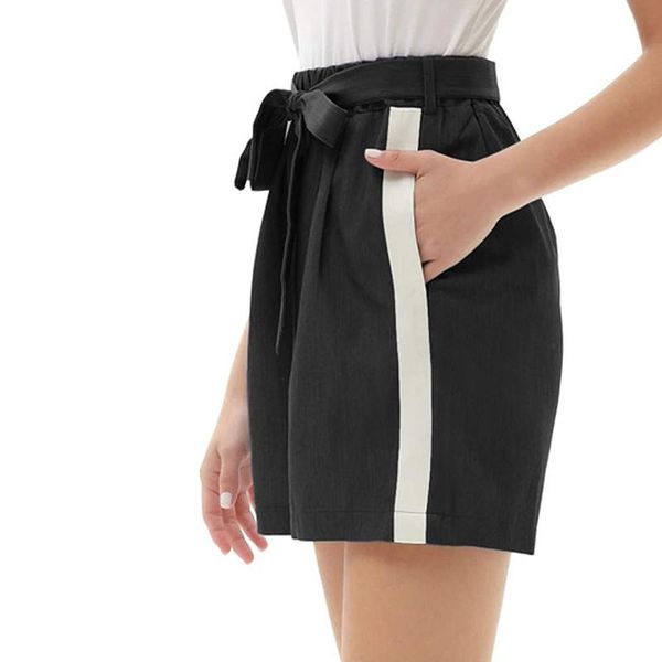 

women's shorts casual female short pants adults high waist straight-leg with belt for summer s/m//xl/xxl, White;black