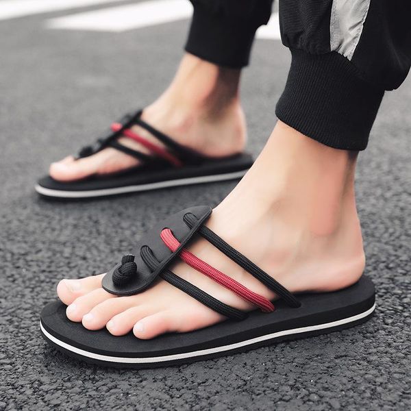 

brand non-slip flip flops men summer beach slippers fashion red breathable casual black