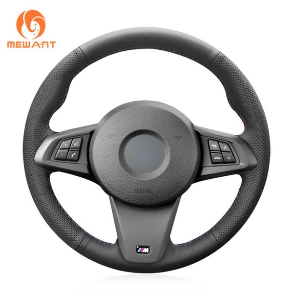 

steering wheel covers black genuine leather hand sew wrap comfortable soft car cover for z4 2009 2010 2011 2012 2013 2014