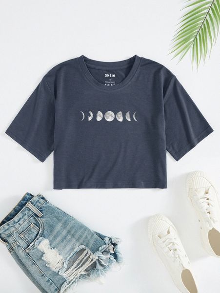 

moon print crop tee e0vm#, White
