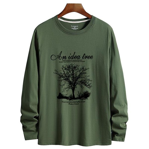 

men's t-shirts plus size long-sleeve print cotton tees o-neck thin tshirts 4xl 5xl 6xl autumn and winter, White;black