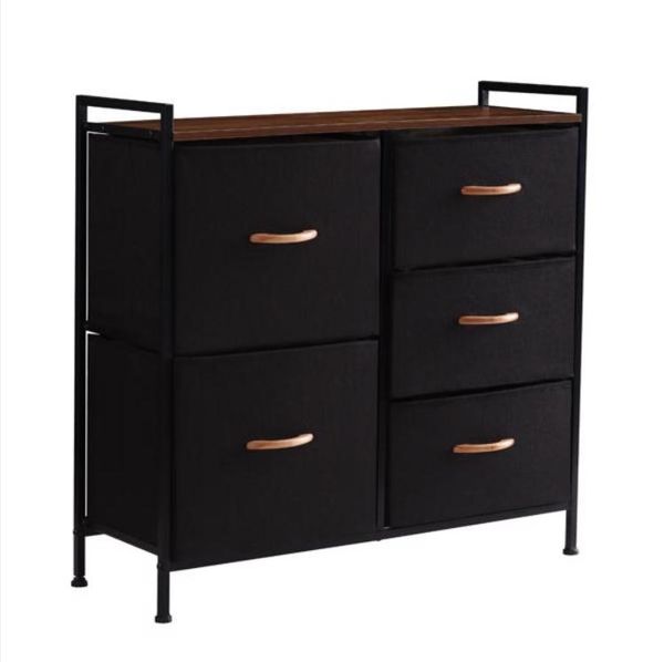 

2022 Living Room Furniture 5 Drawer Dresser Storage Organizer Fabric Unit Easy Pull Bins with Steel Frame Wood Top Closets for Entryway Hallway Bedroom