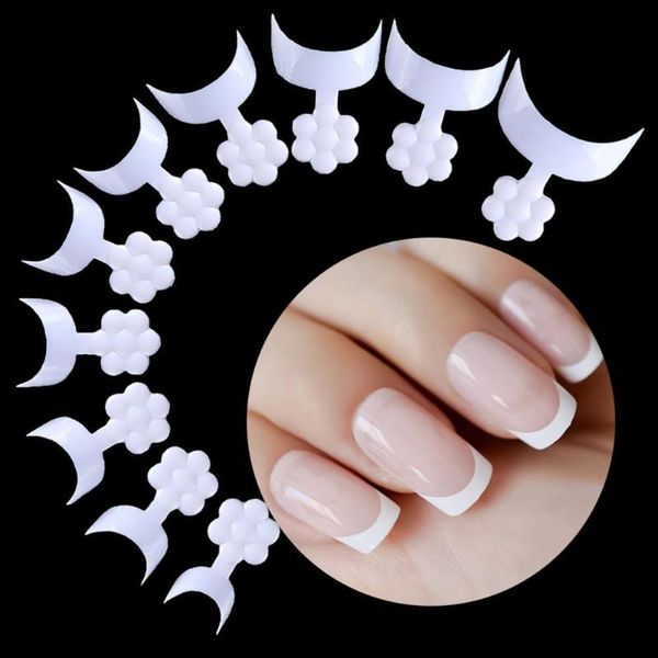 

false nails full cover fake press on crescent shape nail extension french edge art tools uÃ±as postizas, Red;gold