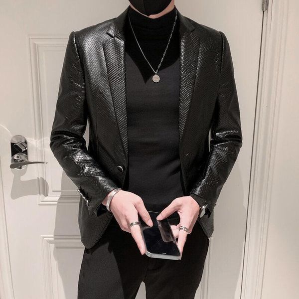 

men's jackets autumn and winter social guy leather jacket suit single west slim fit a236-xz-159-p130, Black;brown