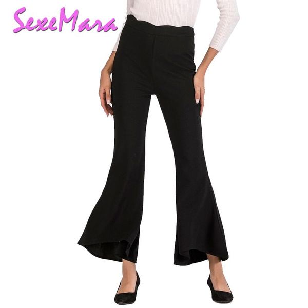 

women's pants & capris solid black mid waist wide leg female autumn winter casual flare women 2021 summer fashion trousers chd115, Black;white