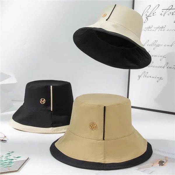 

wide brim hats double-sided panama fisherman hat fashion summer ladies sun tide letter printing wild basin hip hop bucket, Blue;gray