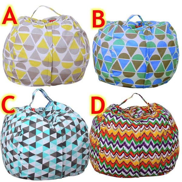 

pc plush toy storage bag home bean bagkids stuffed animal soft pouch stripe fabric bags