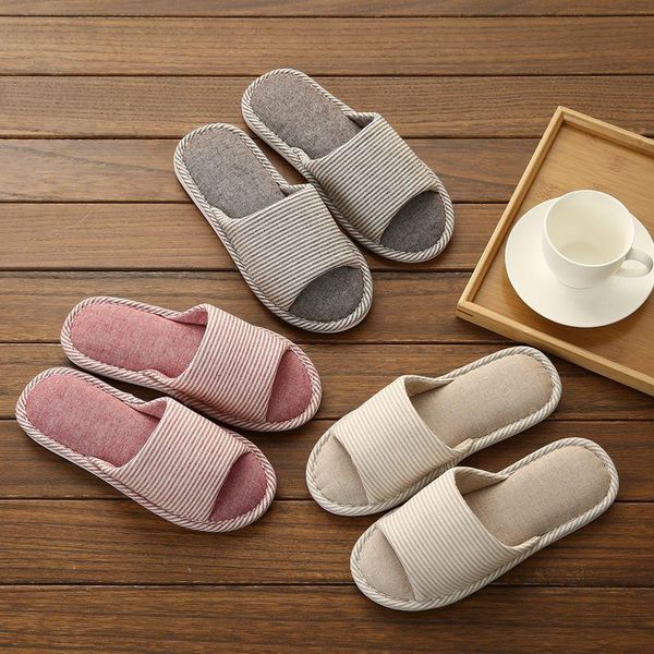 

bedroom slipper household cotton linen indoor soft winter qing lu toe slippers women's., Black