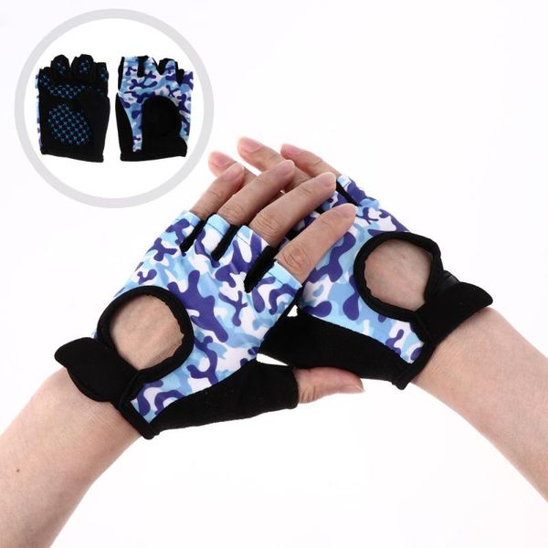 

cycling gloves 1 pair kids half finger anti-slip bike breathable sport, Black