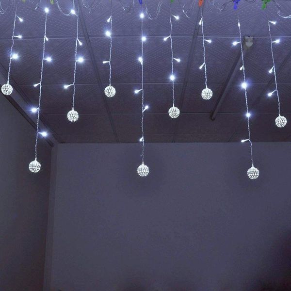 

strings led garland curtain decoration light droop 0.3/0.4/0.5m moroccan hollow metal ball string lights for home room christmas decor