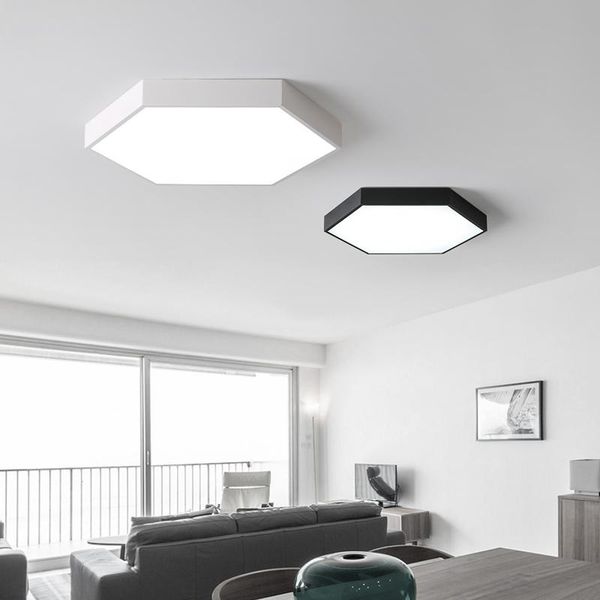 

modern led ceiling lights luminaire for living room minimalist remote control lamp ultra-thin hexagon fixture dimmable lustre