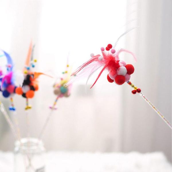 

cat toys pet catcher plush balls teaser feather wand toy durable acrylic rod