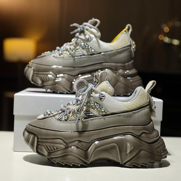 

dress shoes european station women's 2021 spring water drills hundred casual bursts thick-bottomed muffin dad 7cm, Black