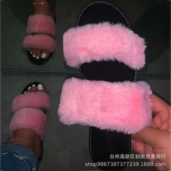 

wish cross border large wool sandals wear ins net red in summer, Black