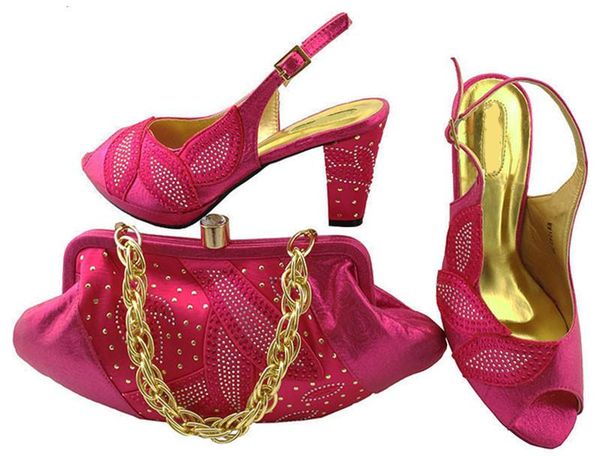

fuchsia shoes match bags with rhinestones series african lady and handbag set for dress mm1043,heel 8cm, Black