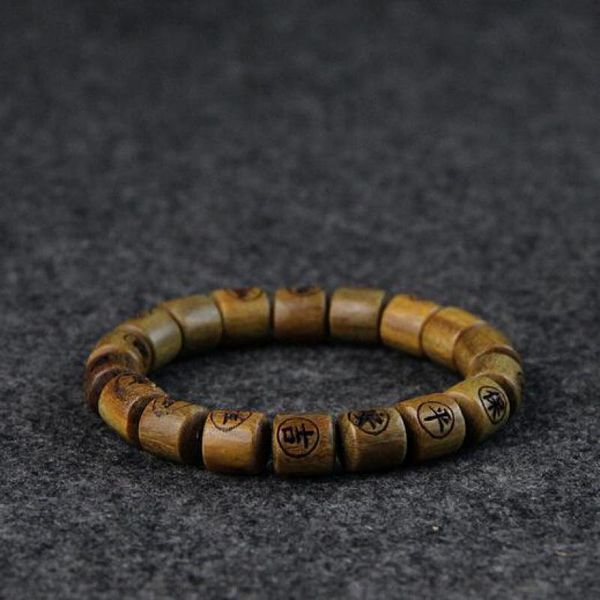 

beaded, strands natural green sandalwood beads bracelets for men women om mani padme hum buddhism handmade jewelry stretch barrels beaded, Black