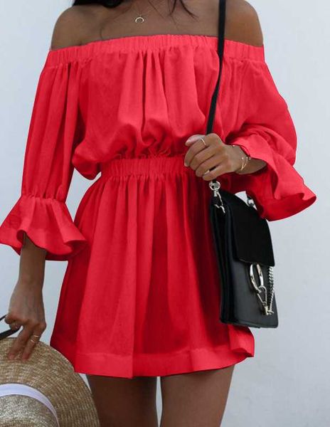 

casual dresses women's blast 2021 summer one-word collar dress, Black;gray