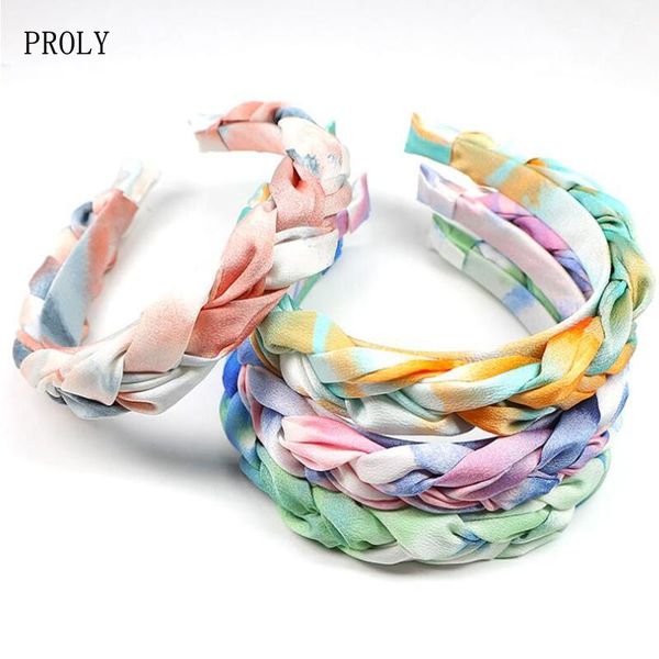 

hair accessories proly fashion fresh headband for women gradual tie dye hairband handmade braid turban wholesale