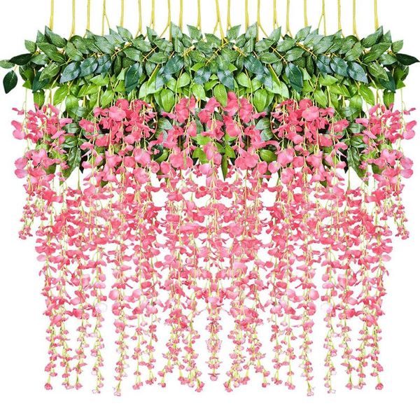 

decorative flowers & wreaths 12pcs artificial wisteria fake vine ratta hanging garland silk string home party wedding decoration