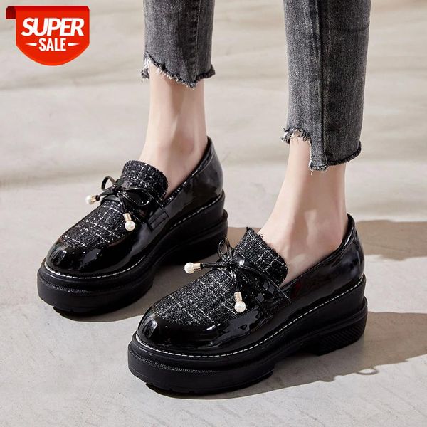 

ribetrini brand female round toe lace up thick bottom spring pumps bowknot chunky platform women's design shoes woman #jb6d