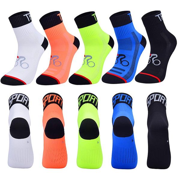 

sports socks 2021 men women cycling sock breathable outdoor basketball protect feet wicking bike running football sport, Black