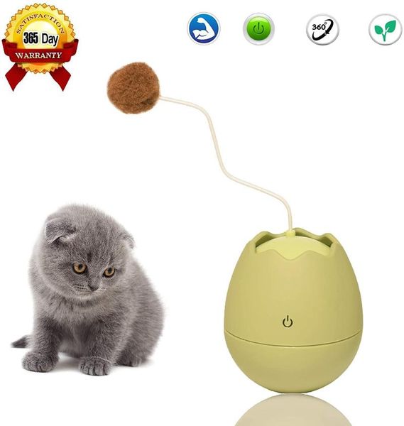 

cat toys unimme electronic interactive toy, eggshell tumbler kitten toy with automatic rotating wand, robotic roly-poly kitty