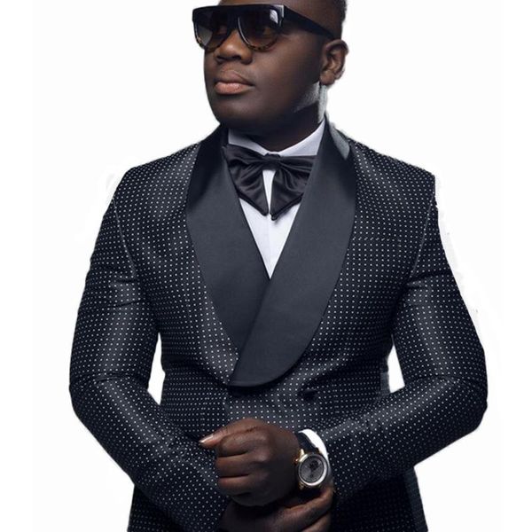 

custom made slim fit handsome black mens double breasted suit men wedding suits groom tuxedos for (jacket+pants+tie) men's & blazers, White;black