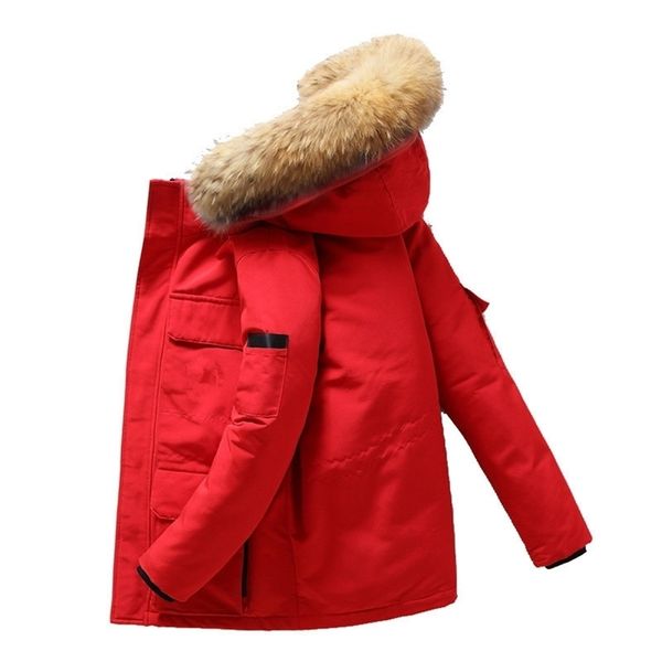 

90% down jacket men winter jacket men fashion thick warm parkas fur white duck down coats casual man down jackets 211023, Black