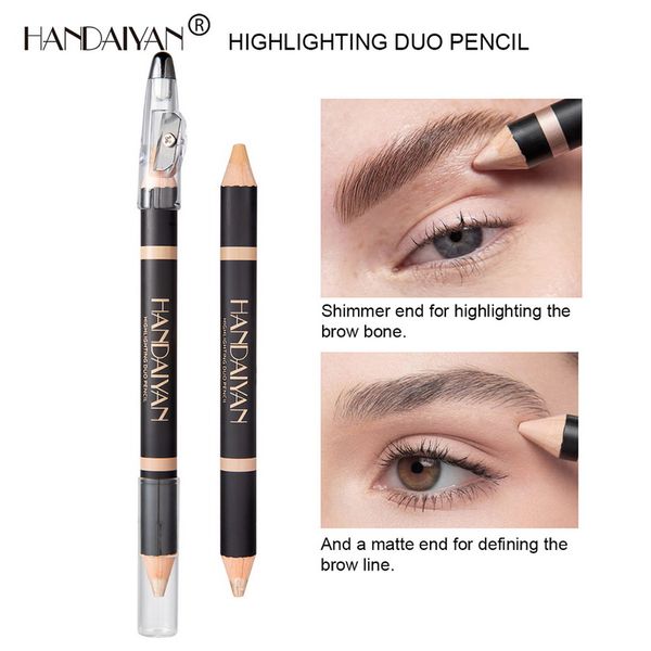 Matita per sopracciglia Handaiyan Double Eyeliner all'ingrosso con temperamatite opaco e matite illuminanti per trucco brillanti