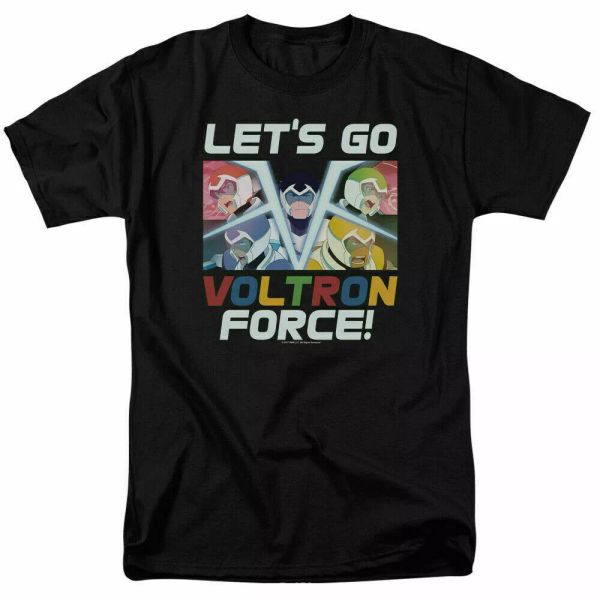 

Voltron Legendary Defender Lets Go T Shirt Mens Licensed Cartoon Black, White;black