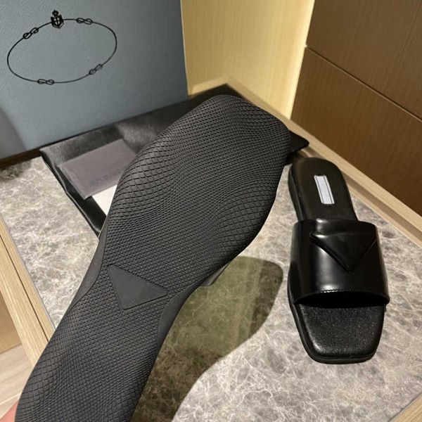 

women fashion designers flat slides flip flops 2021 women slippers fashionable and comfortable leather material size 35-40 wo7x zlh, Black