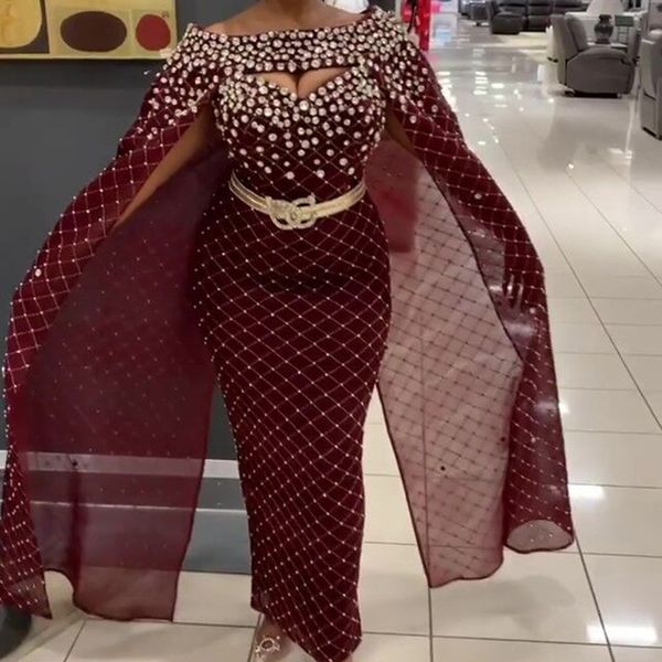 

Red Sexy Evening Party Long Dress Women Elegant Cloak Sleeve Bodycon Sequins Dresses Maxi Fashion Dinner Vestidos NO Belt