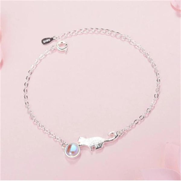 

link, chain hand drawing female fashion moonstone cute animal jewelry crystal sweet cat temperament bracelets wholesale, Black