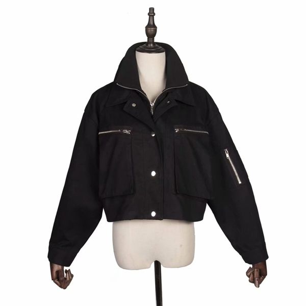

spring coats and jackets women zippers black military army bomber jacket ladies punk autumn clothes streetwear 210521, Black;brown