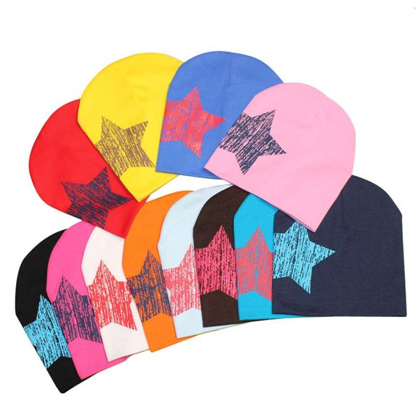 

korean cotton children's fashion hat five pointed star cap baby knitted, Yellow