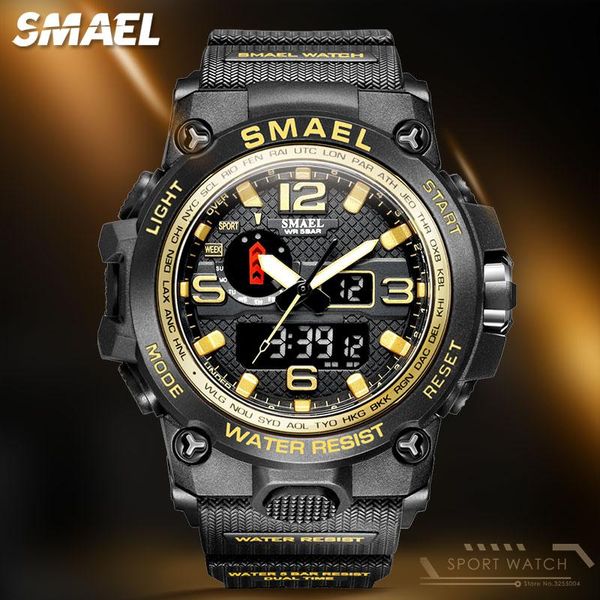 Нарученные часы Smael Digital Spectwatch для мужчин Fashion Luminou Военно -спортивные карты Quartz Watch Водонепроницаемые будильники.