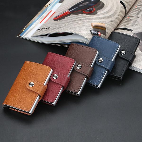 

wallets rfid anti-theft card holders women purses pu leather wallet for men fashion business short money bag smart, Red;black