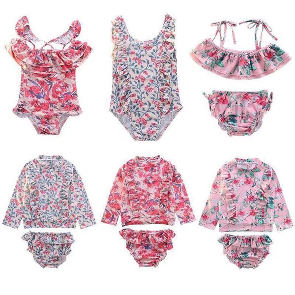 

flower swimwear for girls summer sets kids swimsuit lovely one-pieces, Black