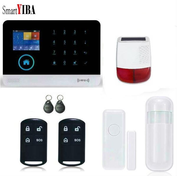 

smartyiba app control outdoor solar powered siren speaker alarm kits rfid wireless wifi gsm alarmes motion sensor door systems