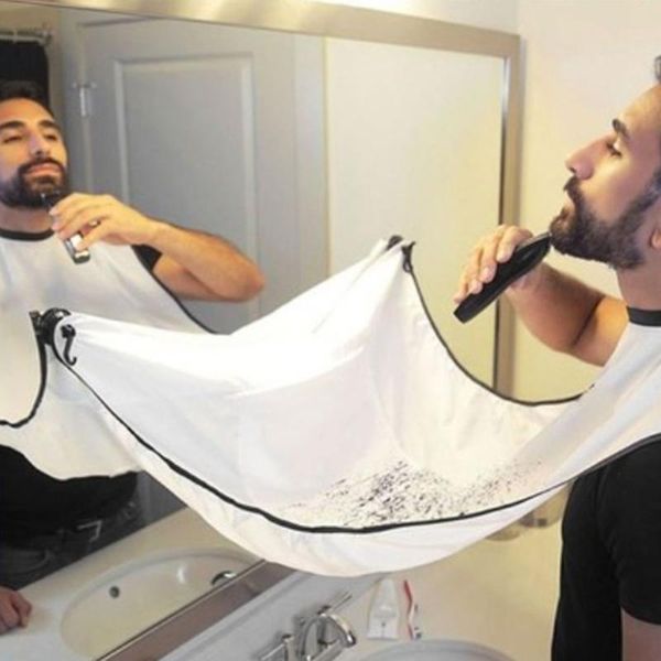 

1pc men beards shaving aprons creative wall mirror suction haircut wrap cape home salon moustache beard apron shower caps