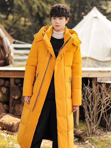 

men's down & parkas casual jacket long zipper hooded thicken fashion oversized men korean style kurtki meskie winter coat de50mmf1, Black