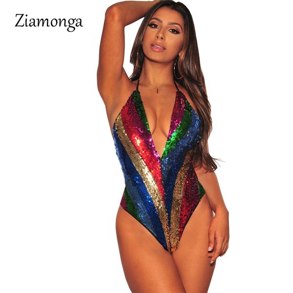 

ziamonga 2021 summer bodysuit fashion women sequined push up rompers womens jumpsuit bohemian beachwear overalls body feminino, Black;white